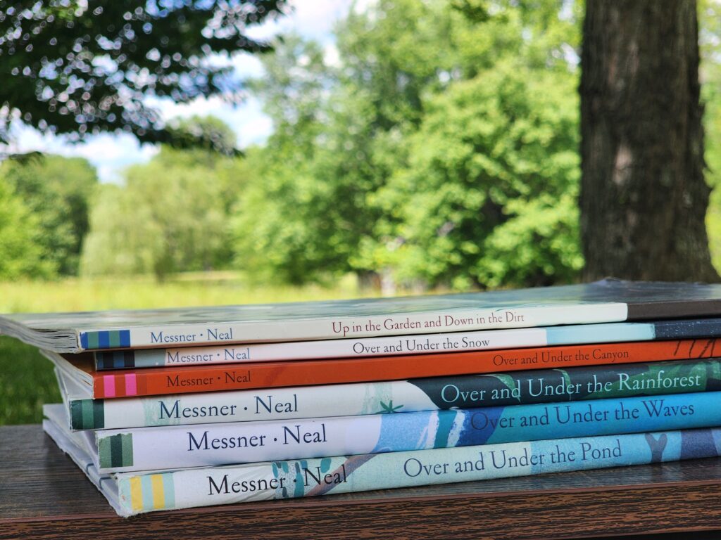 Reading all the books in the Over and Under series for preschool science.